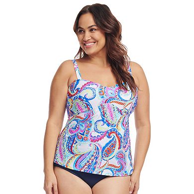 Plus Size Mazu French Paisley Sweetheart A-Line Tankini Swim Top