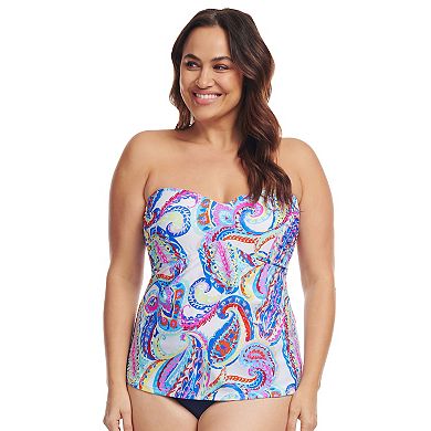 Plus Size Mazu French Paisley Sweetheart A-Line Tankini Swim Top