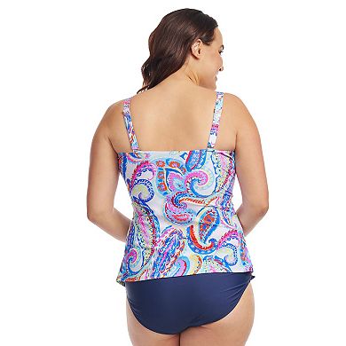 Plus Size Mazu French Paisley Sweetheart A-Line Tankini Swim Top