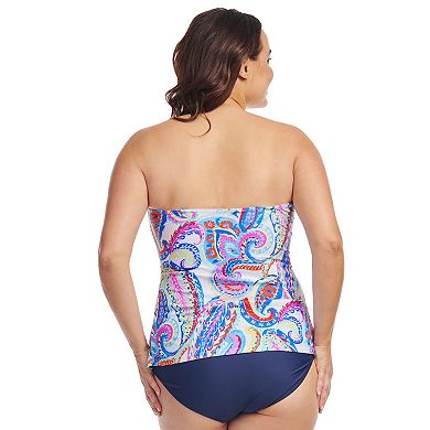 Plus Size Mazu French Paisley Sweetheart A-Line Tankini Swim Top