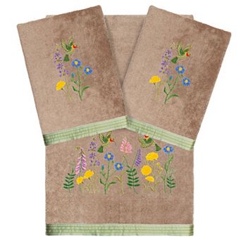 Linum Home Textiles Turkish Cotton Hada 3 pc Embellished Towel Set