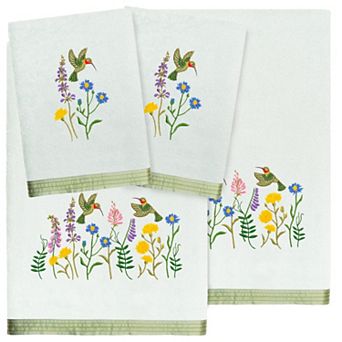 Linum Home Textiles Turkish Cotton Hada 4 pc Embellished Towel Set