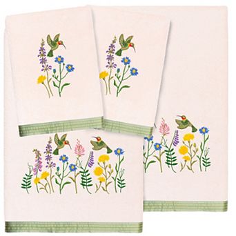 Linum Home Textiles Turkish Cotton Hada 4 pc Embellished Towel Set