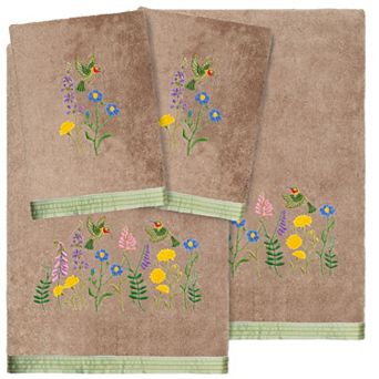 Linum Home Textiles Turkish Cotton Hada 4 pc Embellished Towel Set