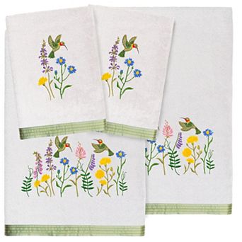 Linum Home Textiles Turkish Cotton Hada 4 pc Embellished Towel Set