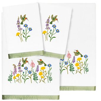 Linum Home Textiles Turkish Cotton Hada 4 pc Embellished Towel Set