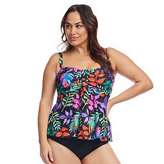 Plus Size Bal Harbour Bandeau Blouson Tankini Top