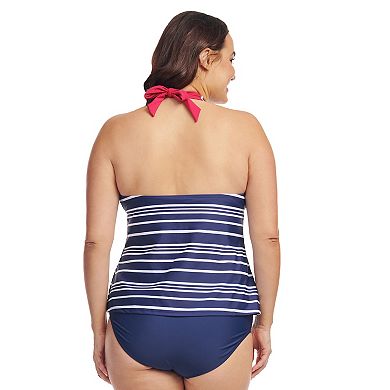 Plus Size Mazu Spring Peony Scallop Halter Tankini Swim Top