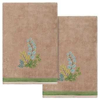 Linum Home Textiles Turkish Cotton Botanica 2 pc Embellished Bath Towel Set