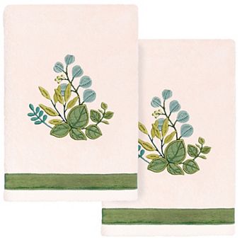 Linum Home Textiles Turkish Cotton Botanica 2 pc Embellished Hand Towel Set