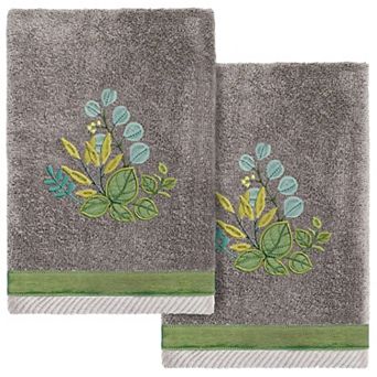 Linum Home Textiles Turkish Cotton Botanica 2 pc Embellished Hand Towel Set