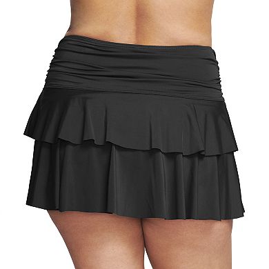 Plus Size Mazu Double Ruffle Ruched Swim Skirt