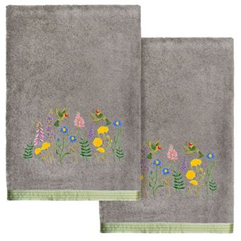 Linum Home Textiles Turkish Cotton Hada 2 pc Embellished Bath Towel Set