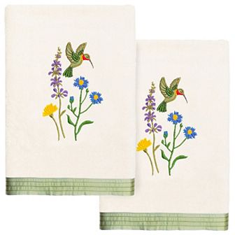 Linum Home Textiles Turkish Cotton Hada 2 pc Embellished Hand Towel Set