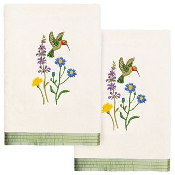 Linum Home Textiles Turkish Cotton Hada 2 pc Embellished Hand Towel Set