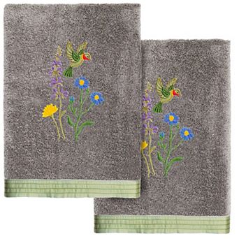 Linum Home Textiles Turkish Cotton Hada 2 pc Embellished Hand Towel Set