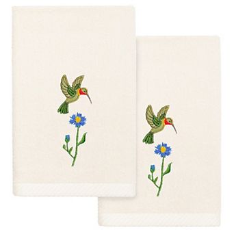 Linum Home Textiles Turkish Cotton Hada 2 pc Embellished Fingertip Towel Set