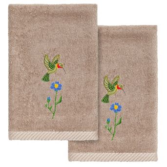 Linum Home Textiles Turkish Cotton Hada 2 pc Embellished Fingertip Towel Set