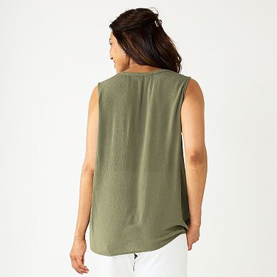 Women's Croft & Barrow® Split Neck Tie Tank