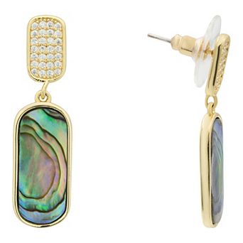 City Luxe Gold Tone Genuine Abalone & Cubic Zirconia Drop Earrings
