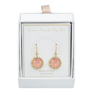 City Luxe Genuine Mother of Pearl Cubic Zirconia Drop Earrings