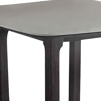 Square Marble Top Counter Height Wooden Table with Sled Base, Gray