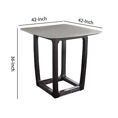 Square Marble Top Counter Height Wooden Table with Sled Base, Gray