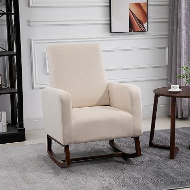 Breathable Linen Fabric Side Chair/living Room Chair With Thick Padded Seats