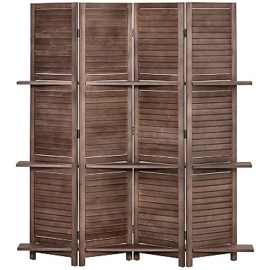 4-panel Folding Privacy Room Screen Divider For Indoor Bedroom Office, Natural