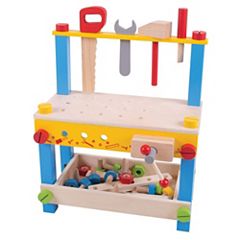 Qaba Kids Workbench 79 Piece Construction Playset Toy with Battery Powered  Drill Hammer Saw Storage Tray for Ages 3+ Black and Grey