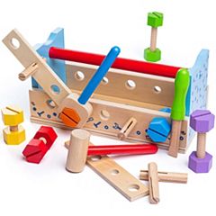 Qaba 64-piece Kids Tool Workbench, Toddler Construction Workshop