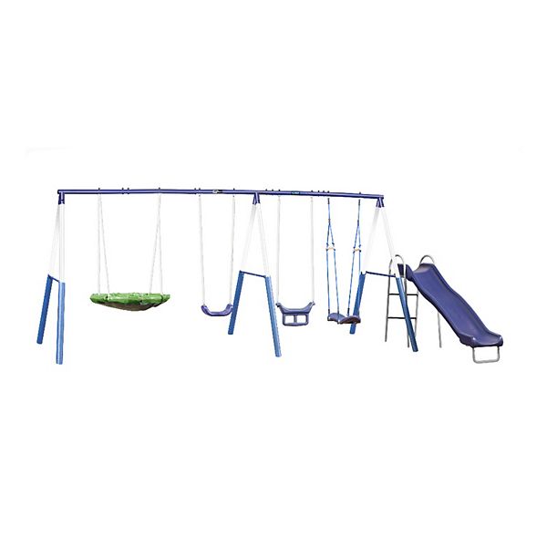 XDP Recreation Surf N Swing 5 Station Outdoor Swing and Play Set with Slide