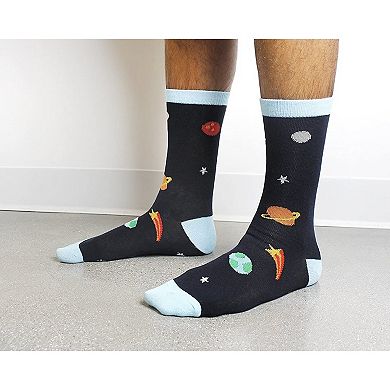 2-Pair Mens Food Themed Socks, Funny Patterned, Fits Mens Shoe Size 7-11