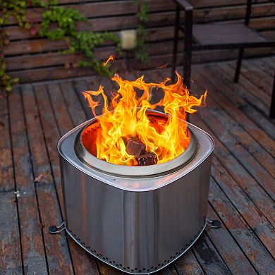 Flame Engine 19 Inch Square Smokeless Fire Pit w/Carry Bag, 304 Stainless Steel