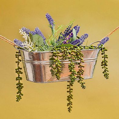 Galvanized Metal Oval Planter with Handles for Decor (11.8 x 5.5 x 4 in, 3 Pack)