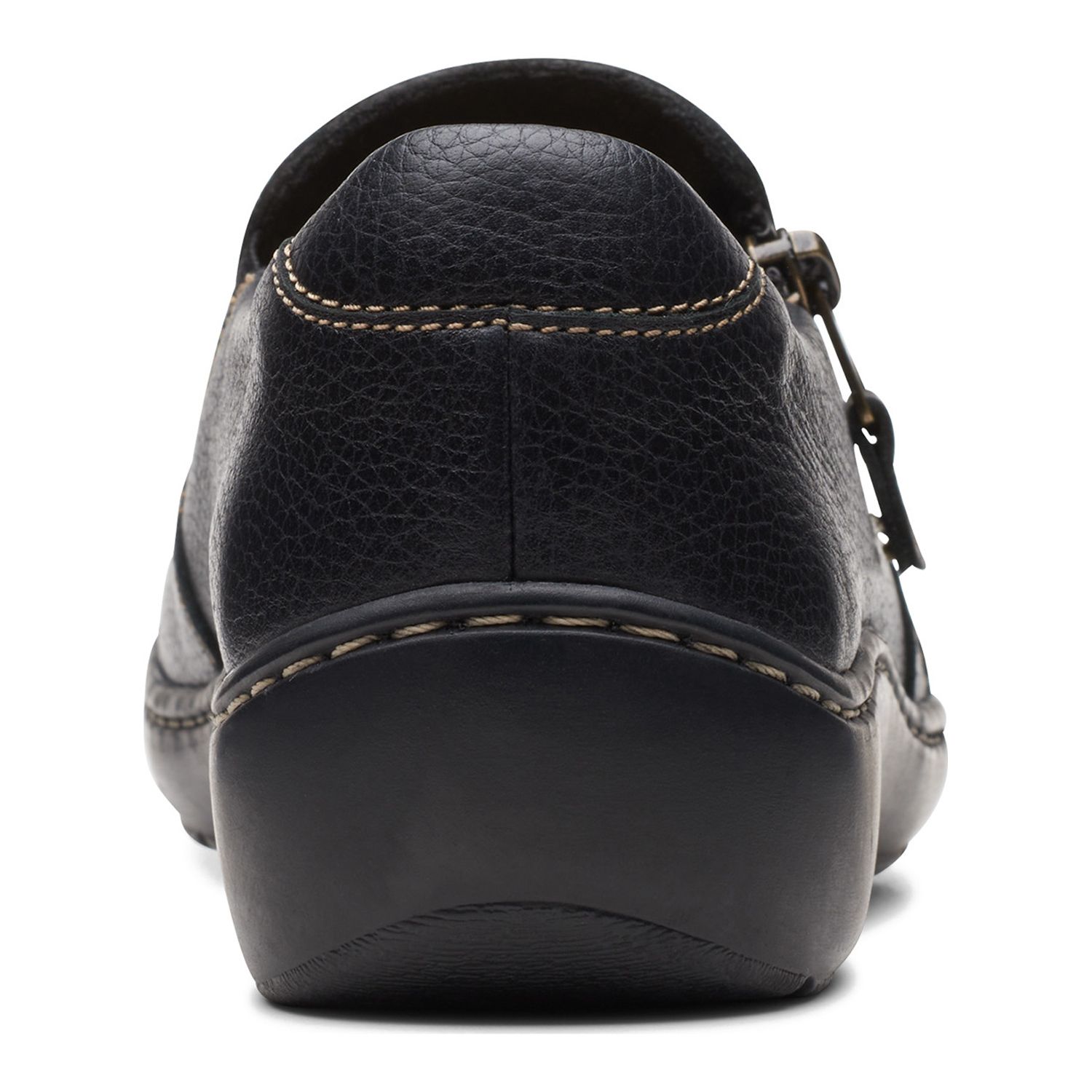 Mocassini Donna Clarks Cora Harbor, Pelle Nera, Chiusura Con Zip, Suola Flessibile TPR, Tacco 45 Mm, Taglia 7.5 UK Wide