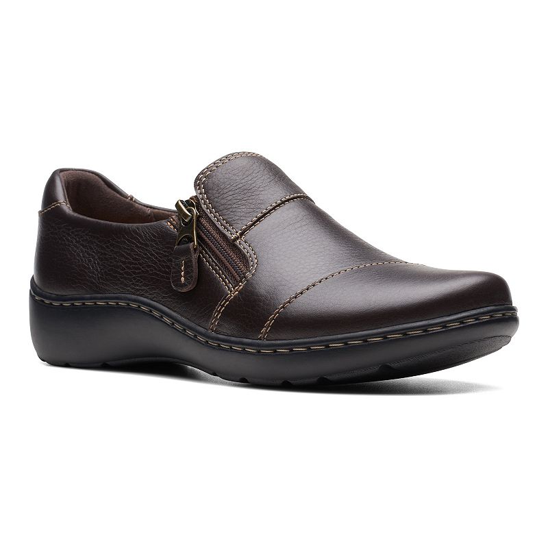 Clarks® Cora Harbor Women's Leather Shoes, Size: 9.5 Wide, Brown