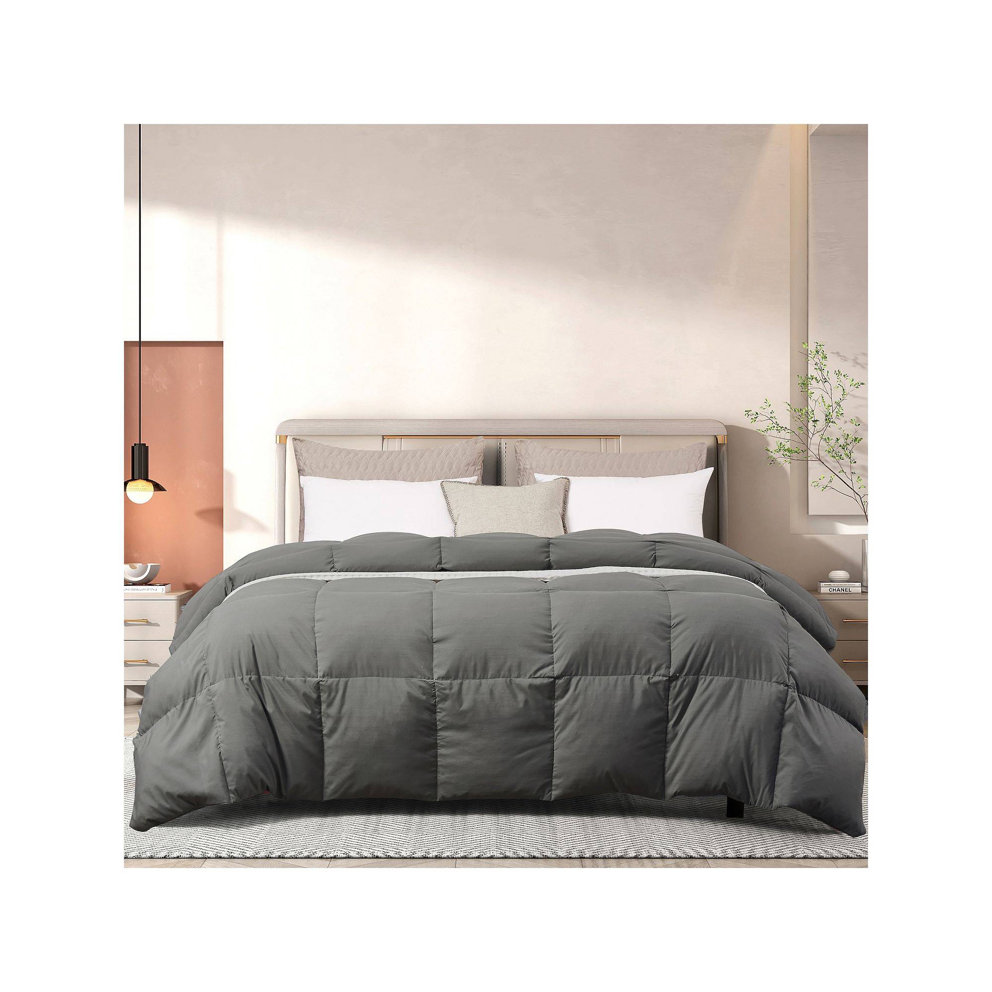 Beautyrest Microfiber Colored Feather & Down All Season Comforter, Gray
