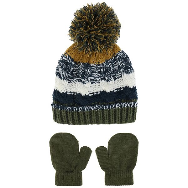 Toddler Boy Capelli Chunky Knit Beanie & Mittens Set