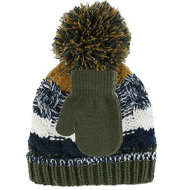 Toddler Boy Capelli Chunky Knit Beanie & Mittens Set