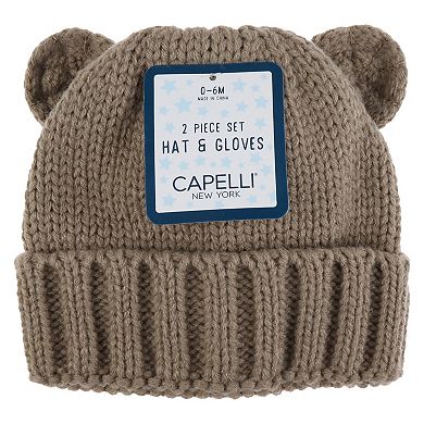 Toddler Boy Capelli Knit Bear Hat & Mittens Set