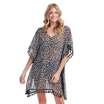 Women's Mazu Tie-Dye Cheetah Tassel Kaftan Swim Coverup