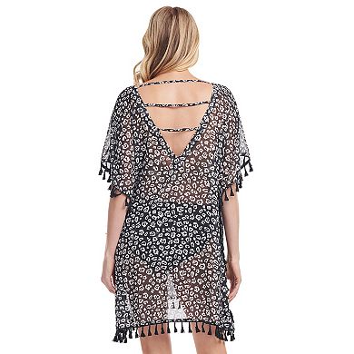 Women's Mazu Tie-Dye Cheetah Tassel Kaftan Swim Coverup