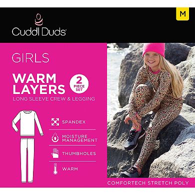 Girls Cuddl Duds® Comfortech Stretch Poly 2-Piece. Base Layer Set
