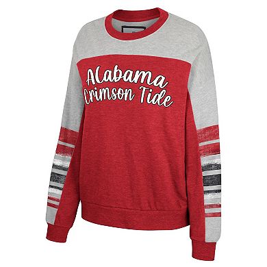 Women's Colosseum Crimson/Heather Gray Alabama Crimson Tide Baby Talk Pullover Sweatshirt