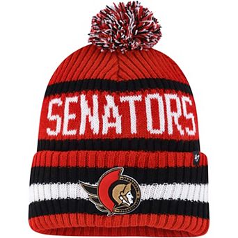 Men's '47 Red/Black Ottawa Senators Bering Cuffed Knit Hat with Pom