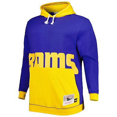 Men's Mitchell & Ness Royal/Gold Los Angeles Rams Big & Tall Big Face Pullover Hoodie