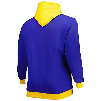Men's Mitchell & Ness Royal/Gold Los Angeles Rams Big & Tall Big Face Pullover Hoodie