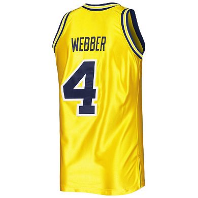 Men's Mitchell & Ness Chris Webber Maize Michigan Wolverines Authentic College Vault 1991-92 Jersey