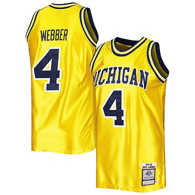 Men's Mitchell & Ness Chris Webber Maize Michigan Wolverines Authentic College Vault 1991-92 Jersey